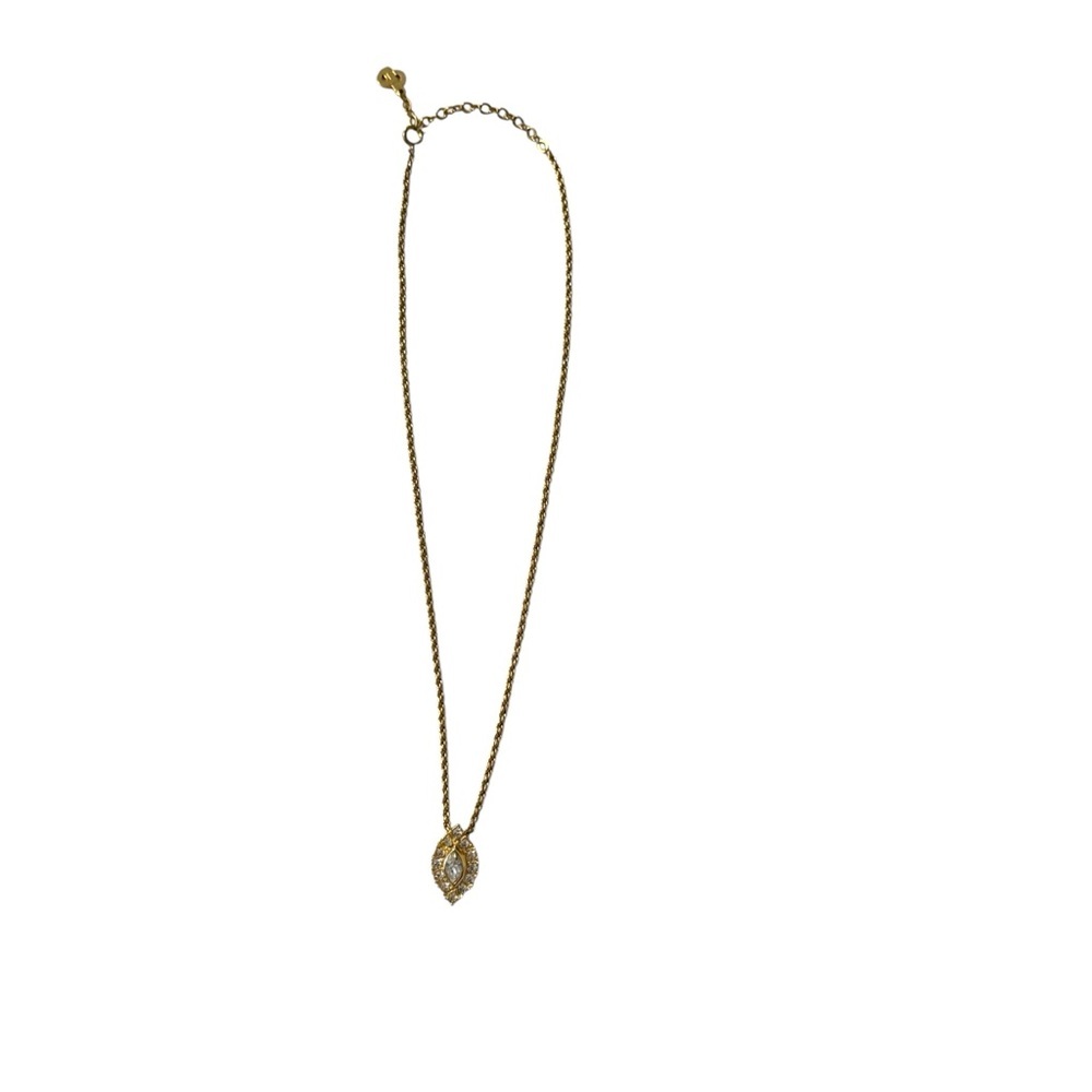 Vintage - CHRISTIAN DIOR Gold Tone Cat Eye Pendant Necklace - Picture 10 of 11